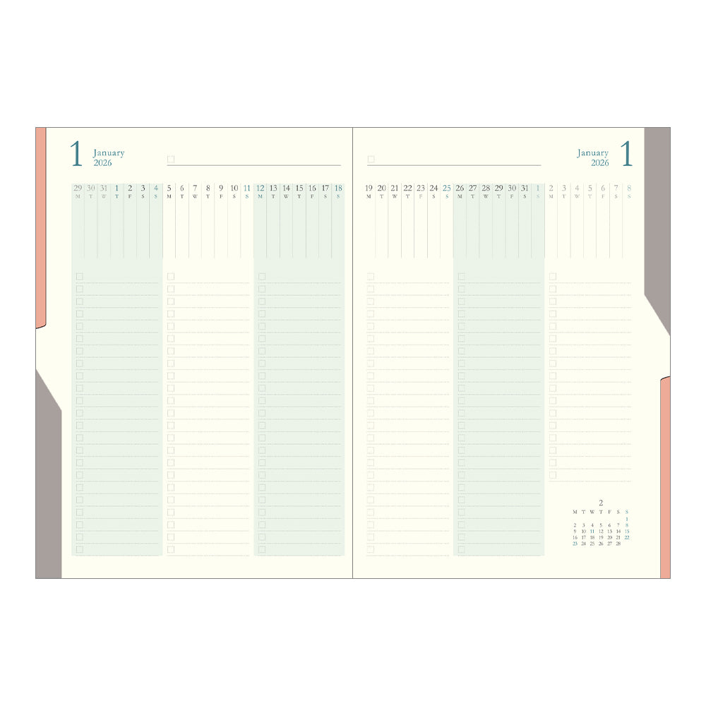 Midori B6 Double Schedule - To Do - Blue