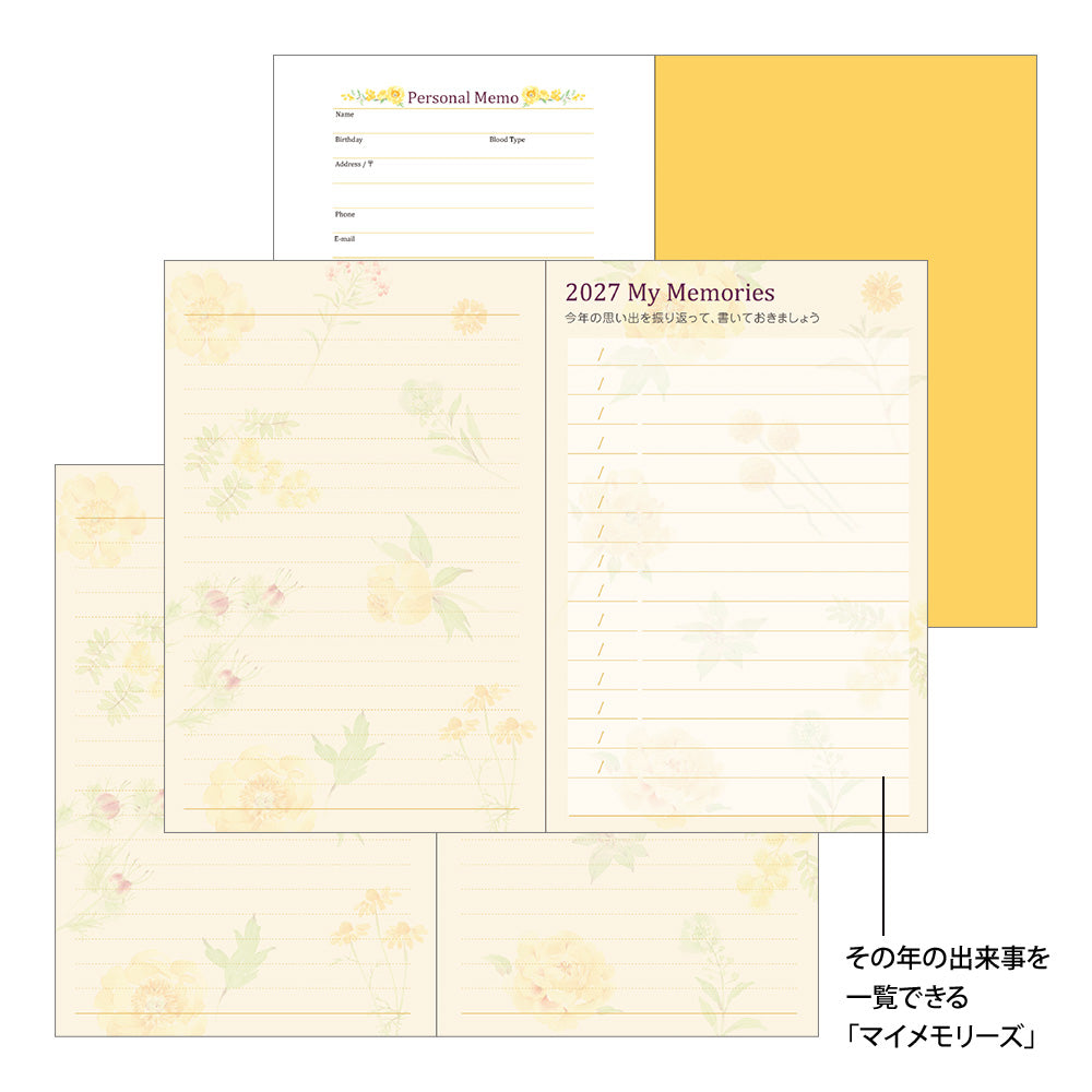 Midori Mini Pocket Diary - Country Time Flower