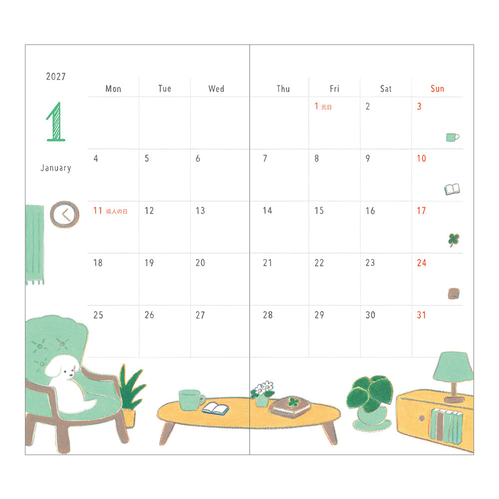 Midori Slim Pocket Diary - Dog