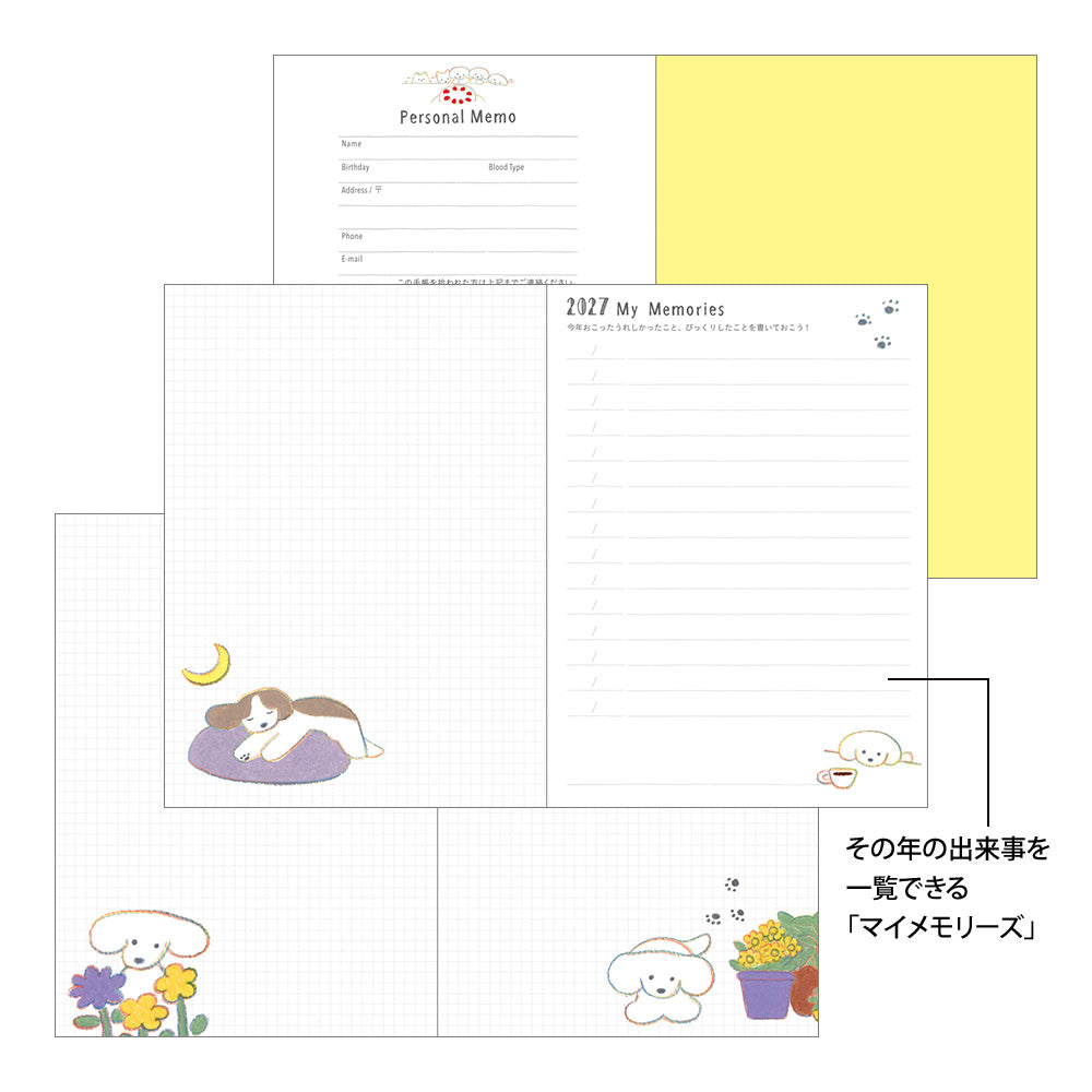 Midori A6 Pocket Diary - Dog