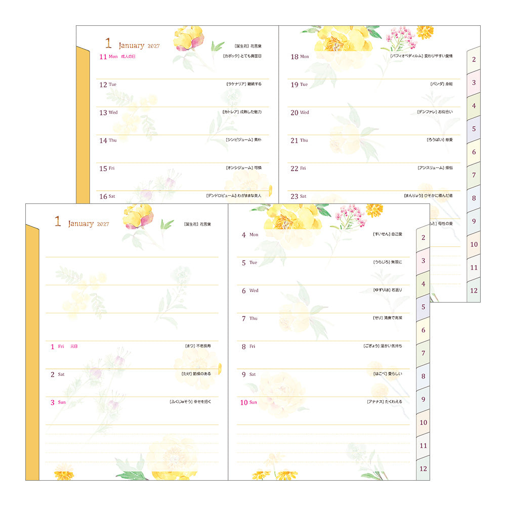 Midori A6 Pocket Diary - Country Time Flower