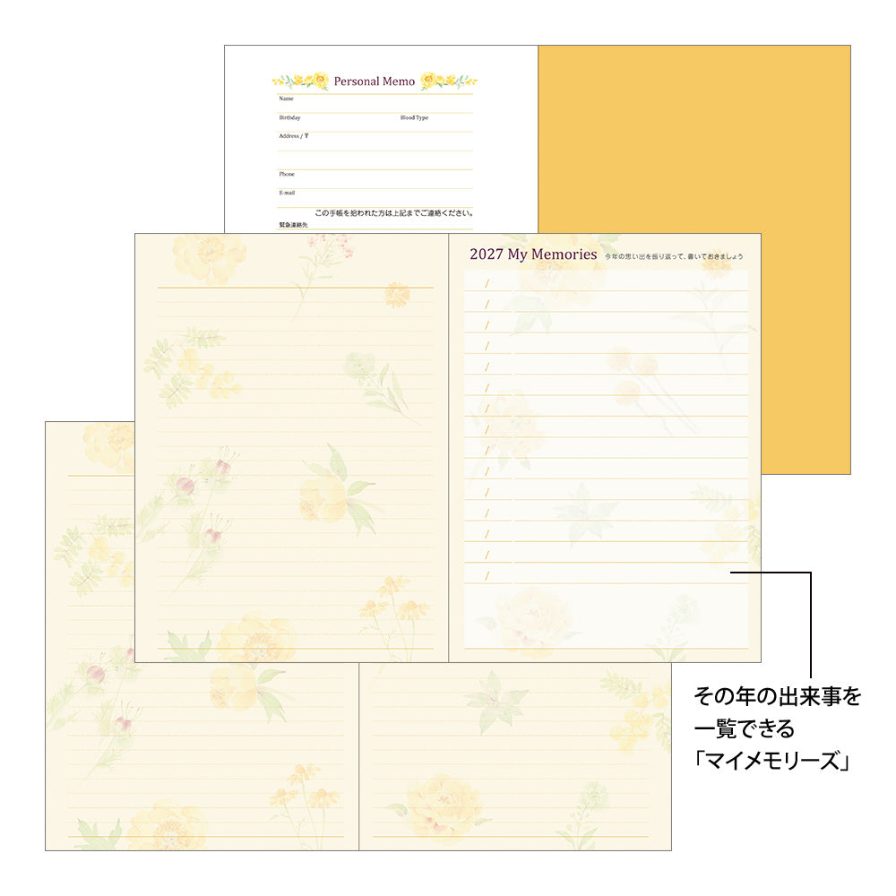 Midori A6 Pocket Diary - Country Time Flower