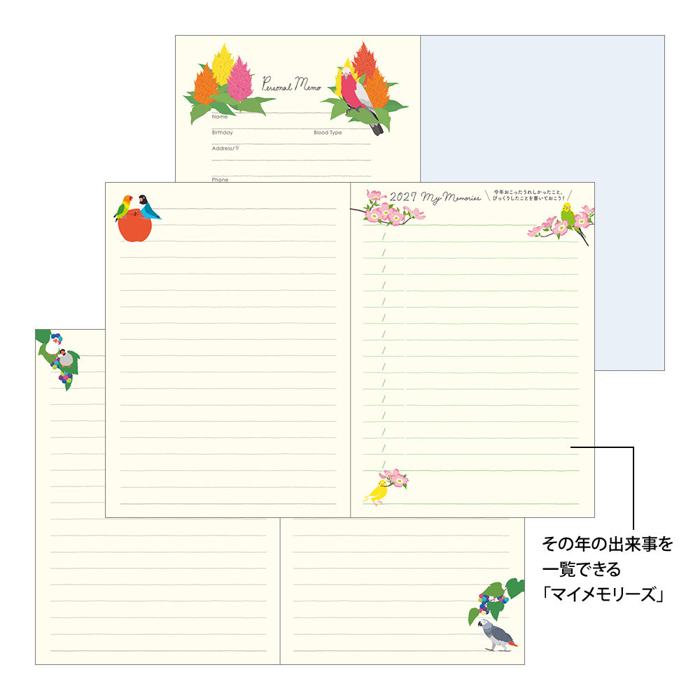 Midori A6 Pocket Diary - Bird
