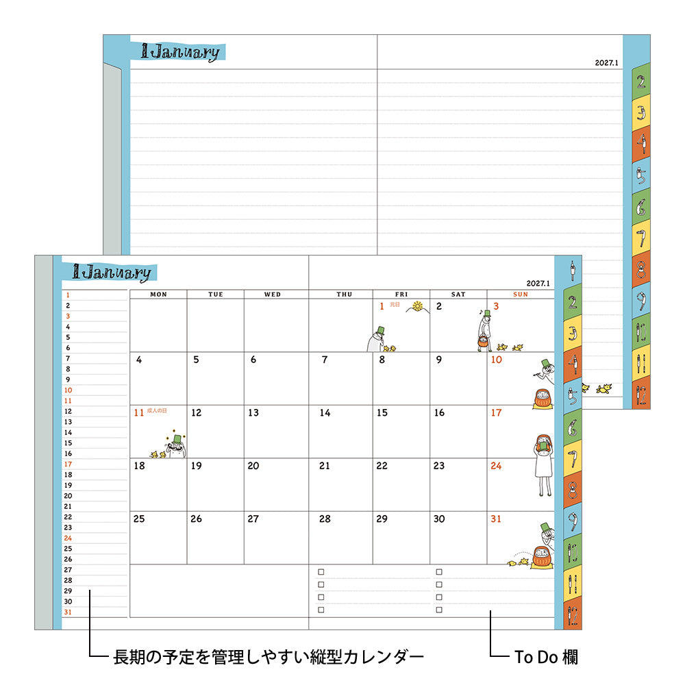 Midori A6 Pocket Diary - Monthly Ojisan