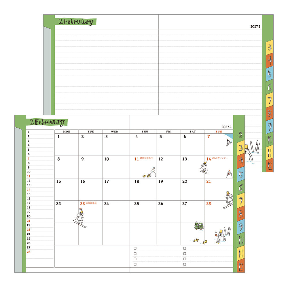 Midori A6 Pocket Diary - Monthly Ojisan