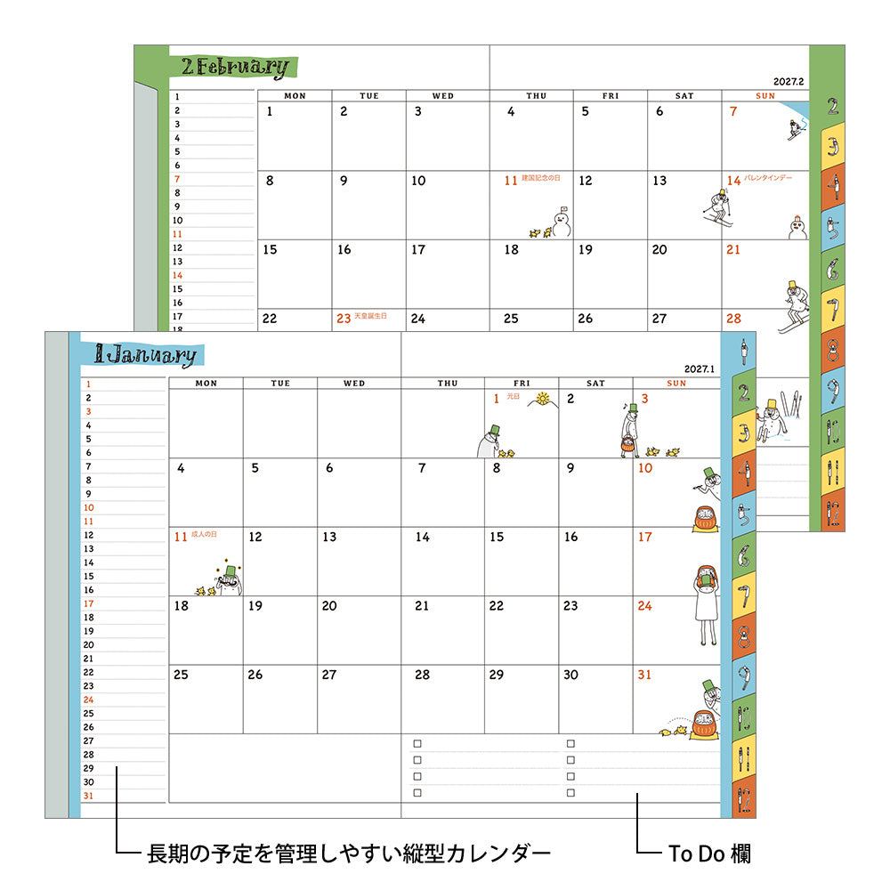 Midori A6 Pocket Diary - Weekly Block Ojisan