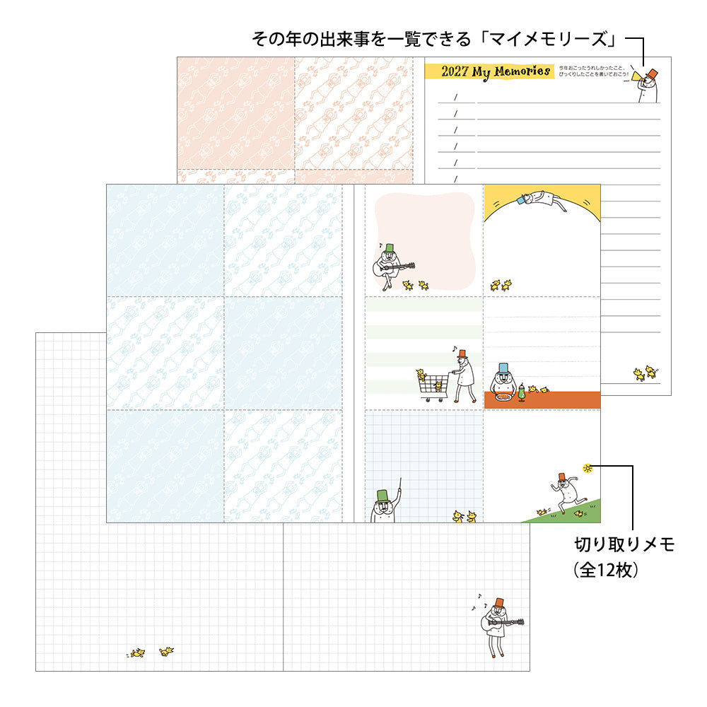 Midori A6 Pocket Diary - Weekly Block Ojisan