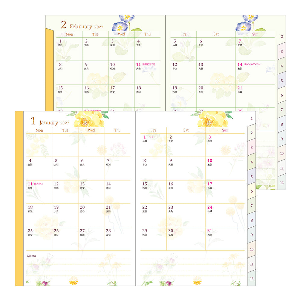 Midori B6 Pocket Diary - Country Time Flower