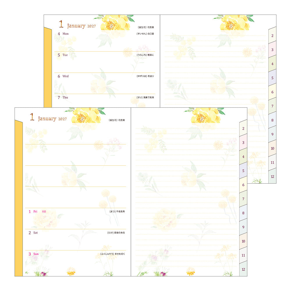 Midori B6 Pocket Diary - Country Time Flower