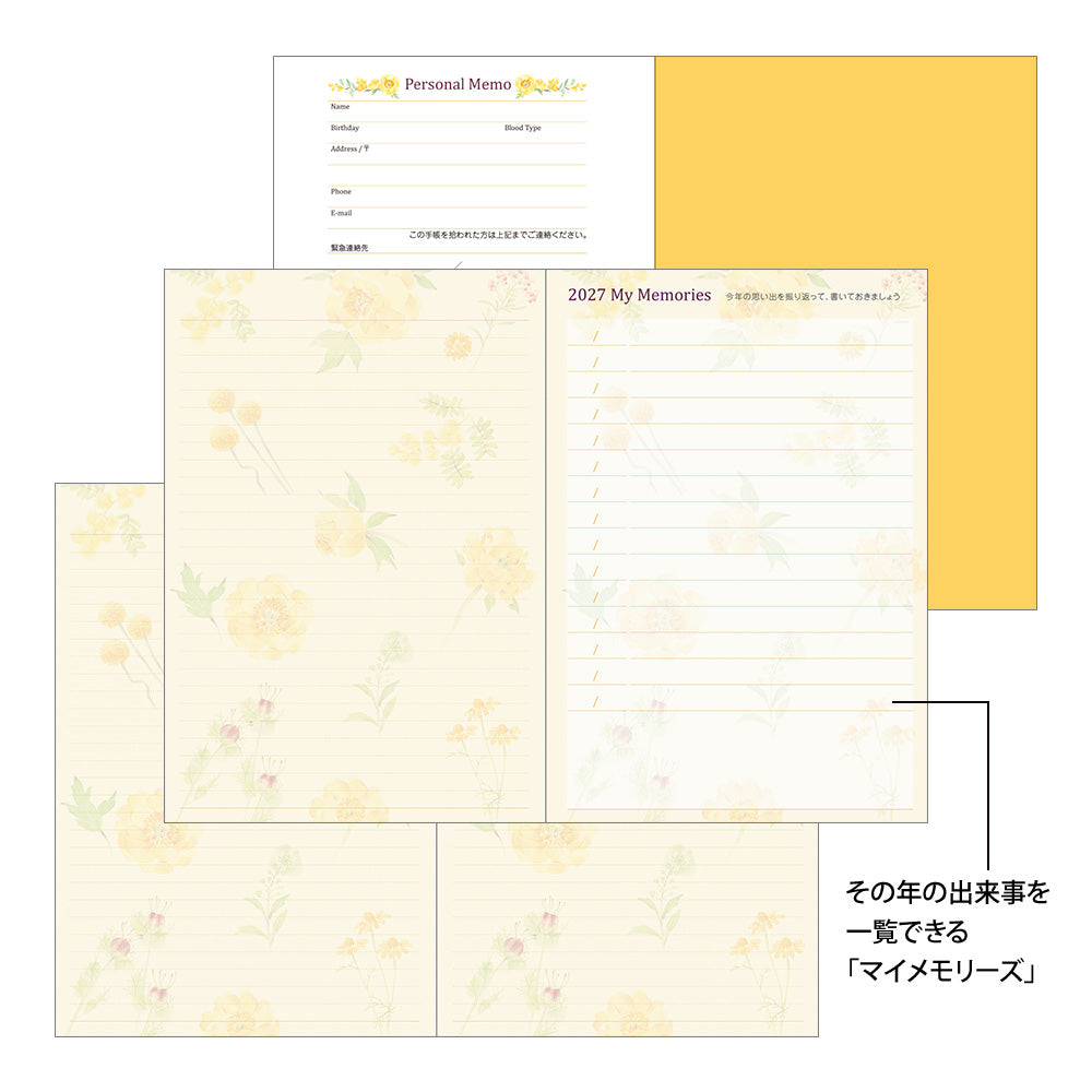 Midori B6 Pocket Diary - Country Time Flower