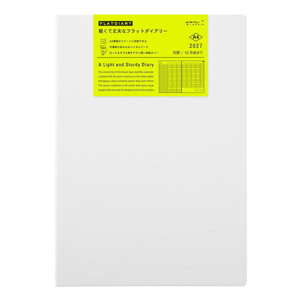Midori A4 Flat Diary - White