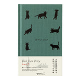Midori B6 Book Style Diary - Cat Green