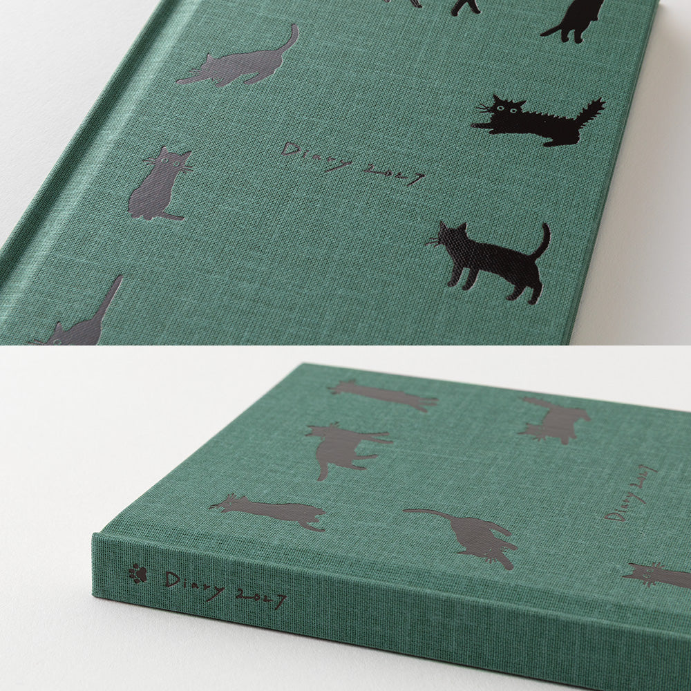 Midori B6 Book Style Diary - Cat Green