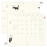 Midori B6 Book Style Diary - Cat Green