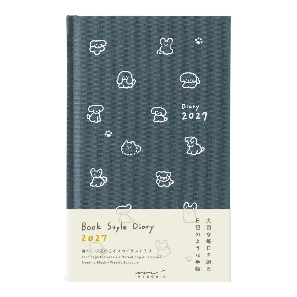 Midori B6 Book Style Diary - Dog Navy