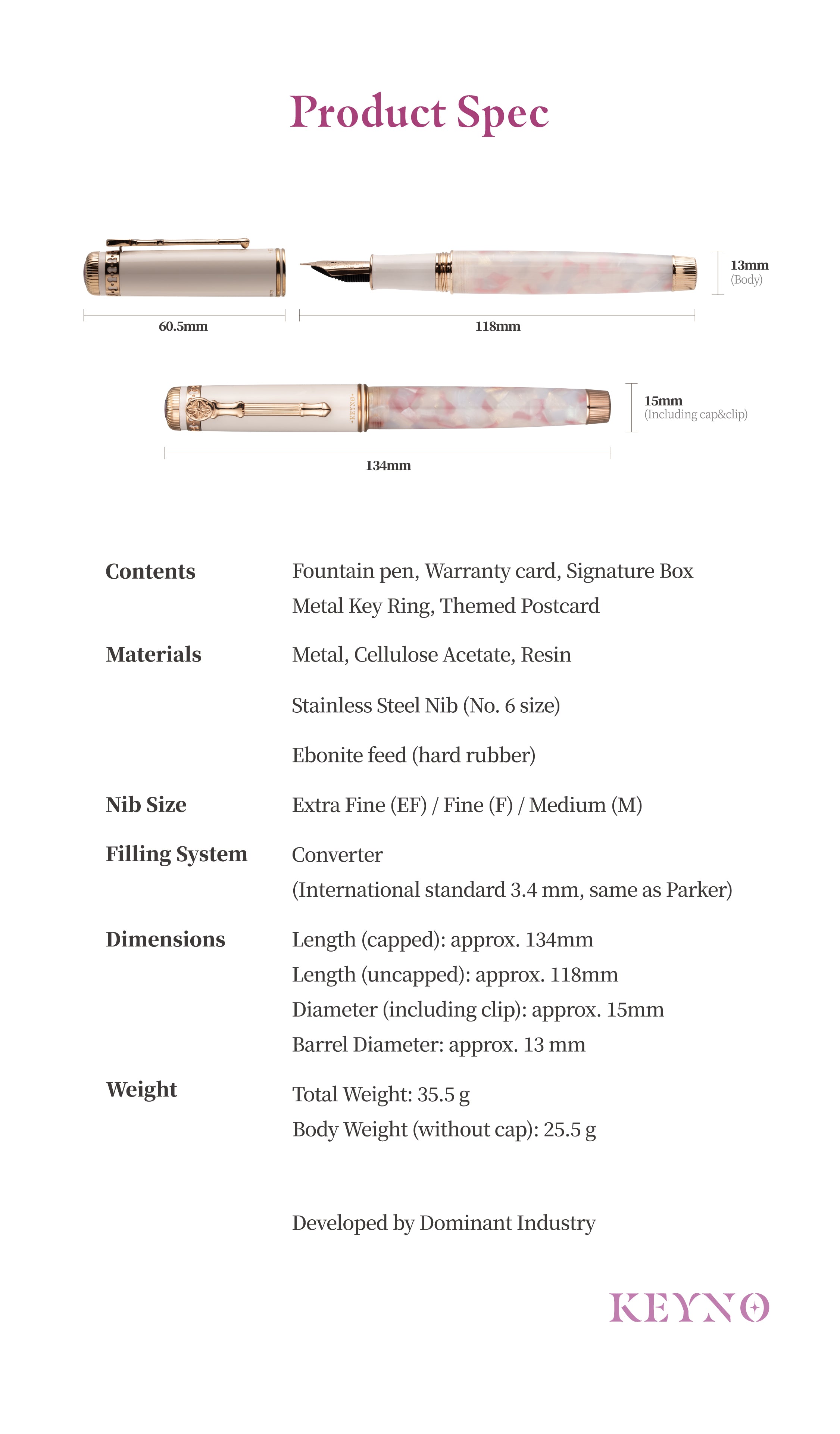 Dominant Industry Keyno Fountain Pen - No.014 Cherishment – Atlas