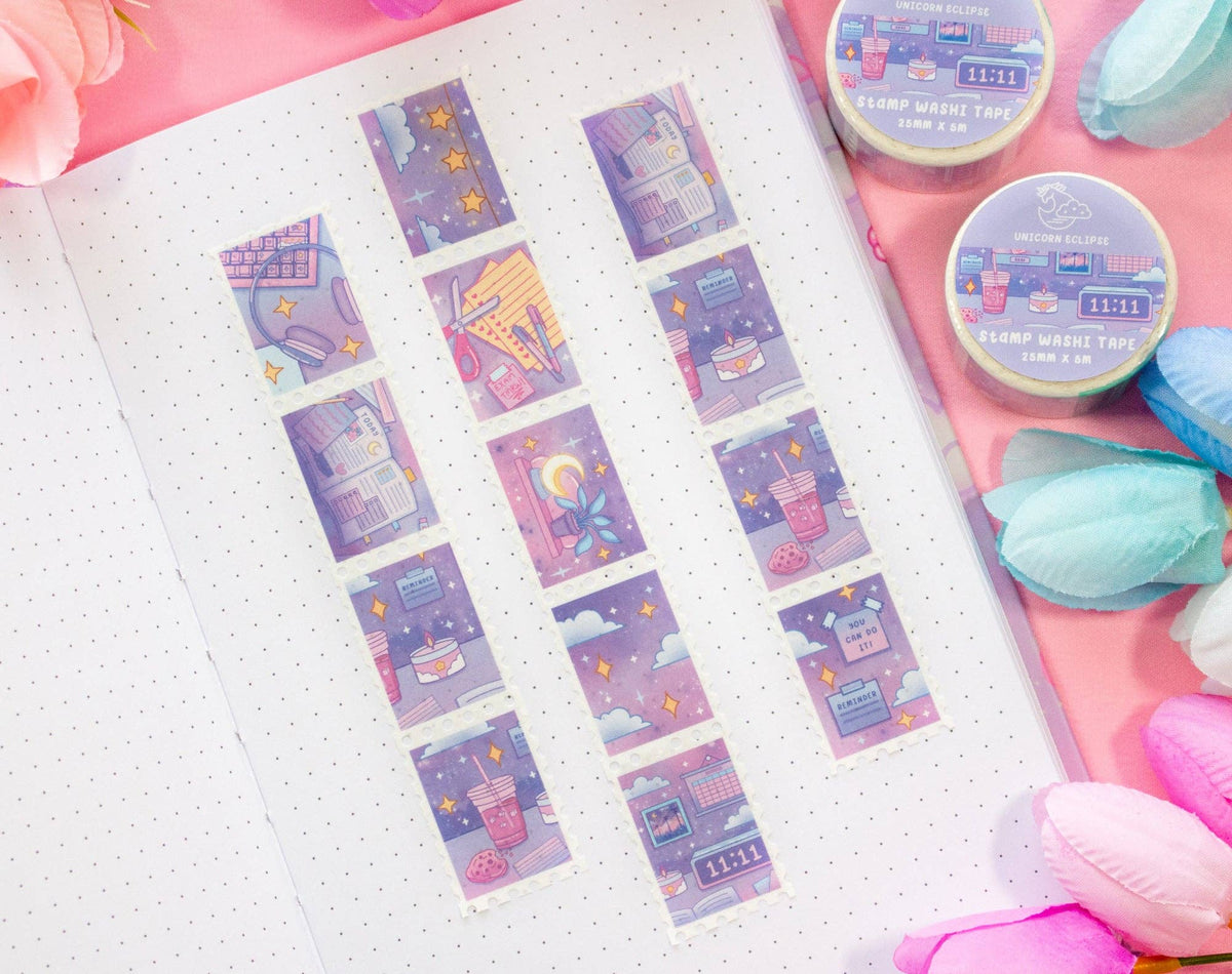 Unicorn Eclipse Study Night Stamp Washi Tape