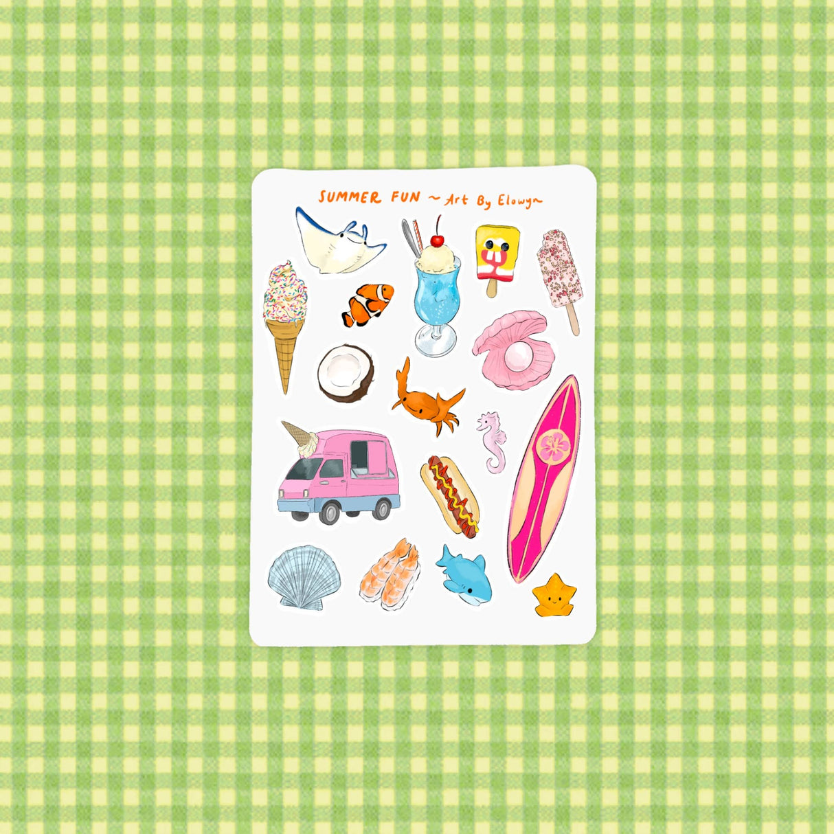 Art By Elowyn Summer Fun - 5" x 7" Sticker Sheet 