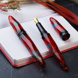 Benu Briolette Fountain Pen - Ruby Forest