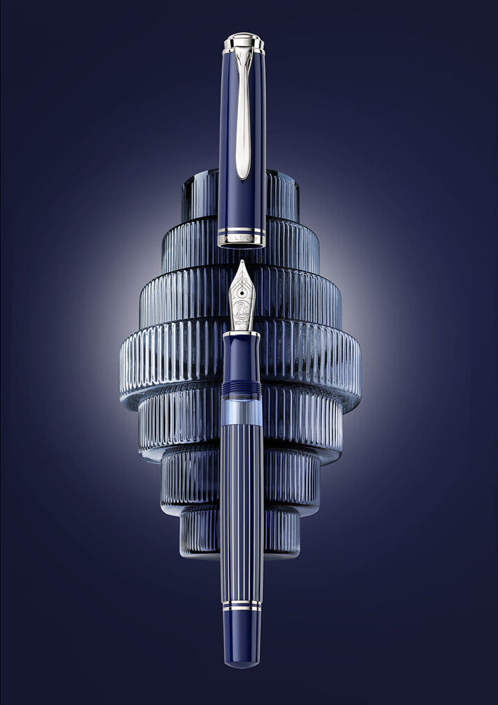 Pelikan Souveran M815 Fountain Pen - Metal Striped Blue (Special