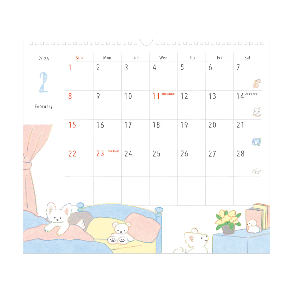 Midori Wall-Hanging Calendar - L - Dog