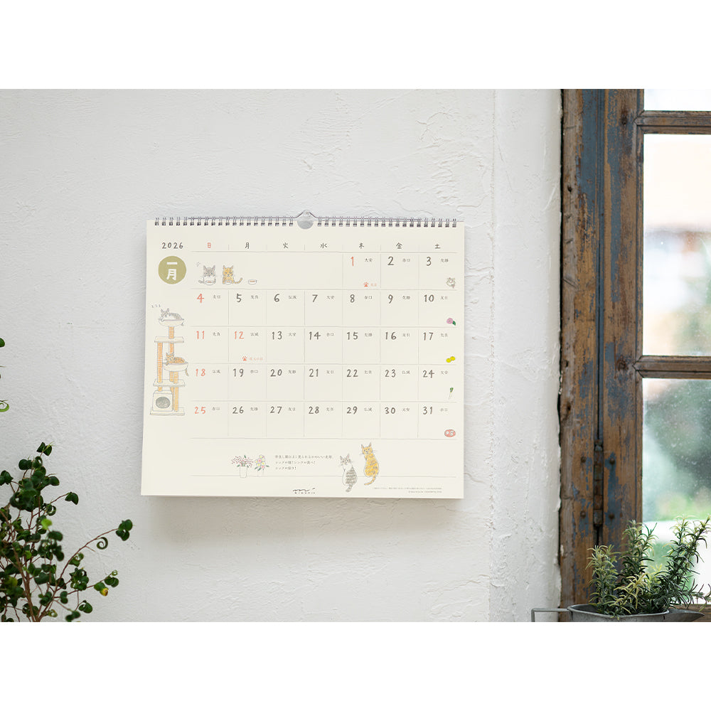 Midori Wall-Hanging Calendar - L - Cat