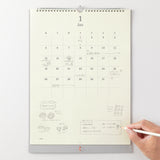 Midori MD Wall-Hanging Calendar with Pencil