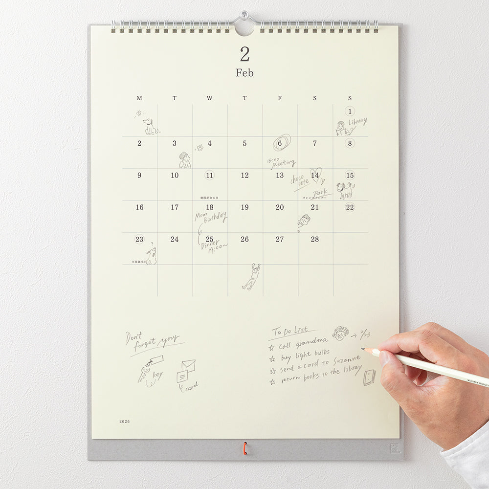 Midori MD Wall-Hanging Calendar with Pencil