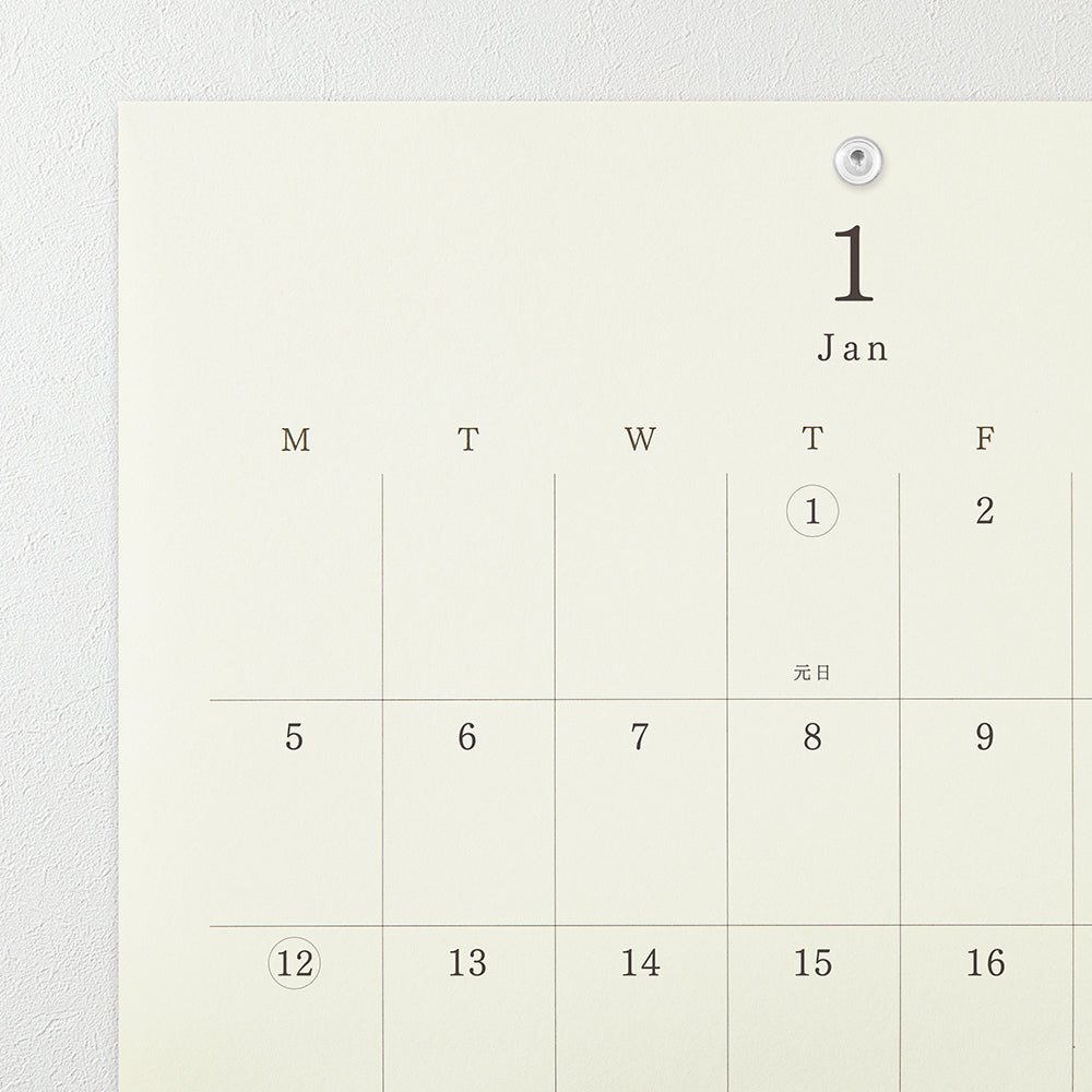 Midori MD Calendar Folded Wall-Hanging 2026 - A4