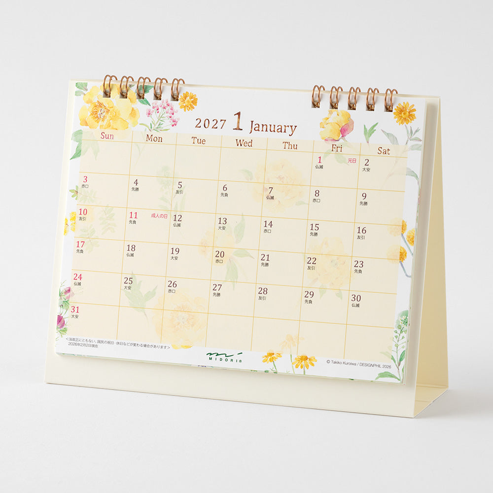Midori Ring Calendar M - Country Time Flower