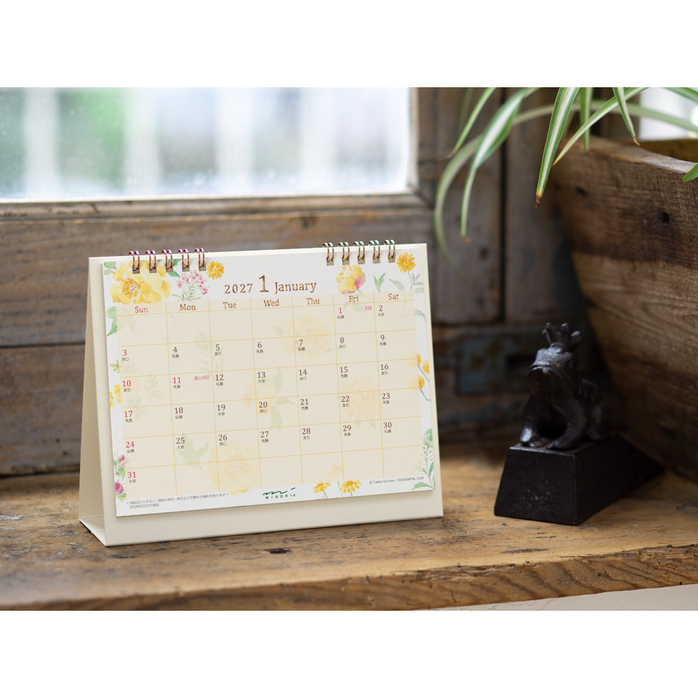 Midori Ring Calendar M - Country Time Flower