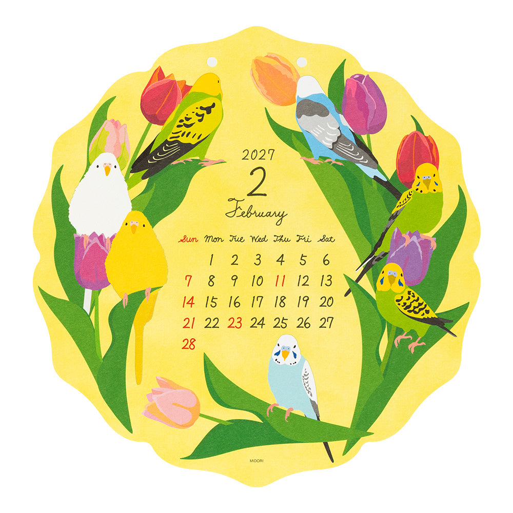 Midori Die-Cut Wall Calendar - Bird