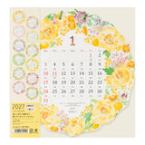 Midori Round Wall Calendar - Country Time Wreath
