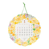 Midori Round Wall Calendar - Country Time Wreath