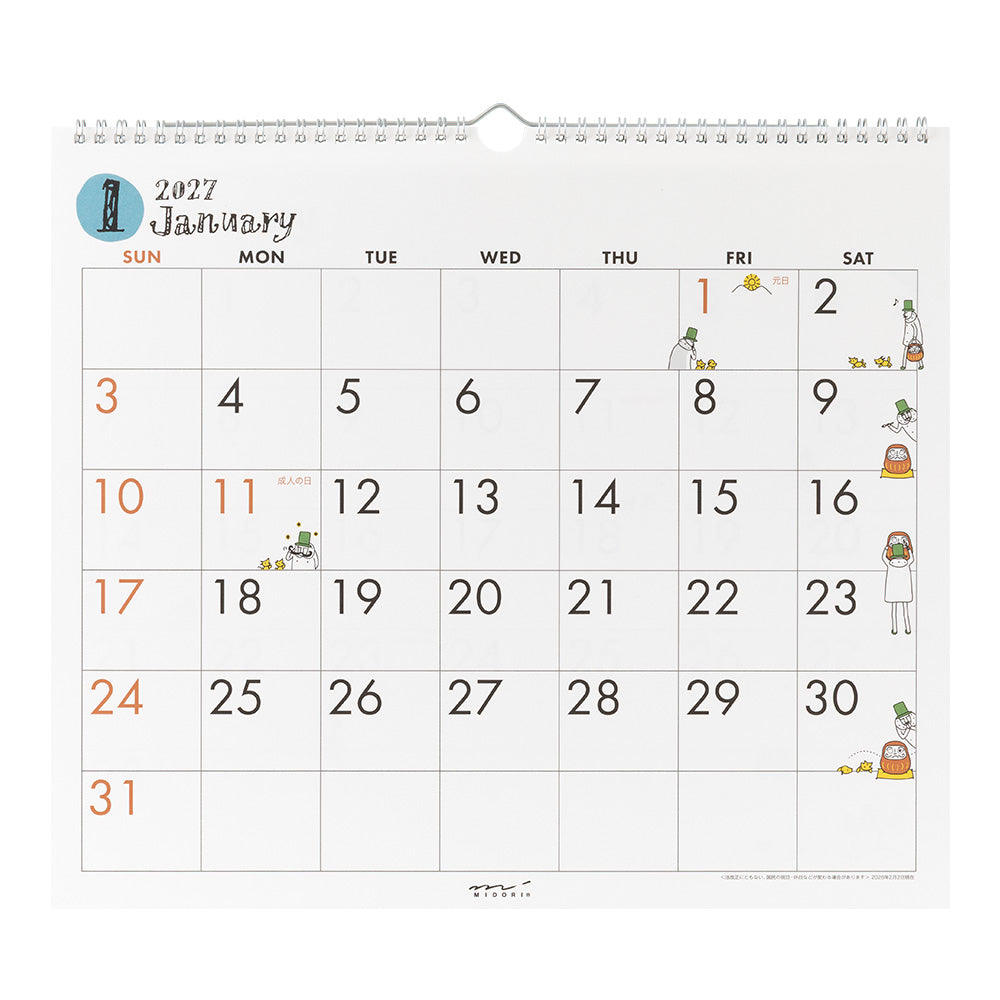 Midori Wall Calendar L - Ojisan
