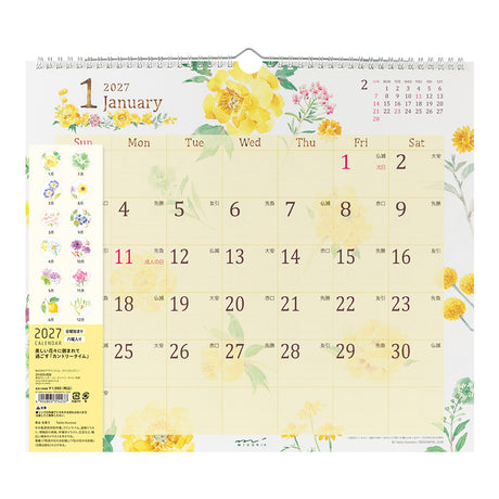 Midori Wall Calendar L - Country Time Flower