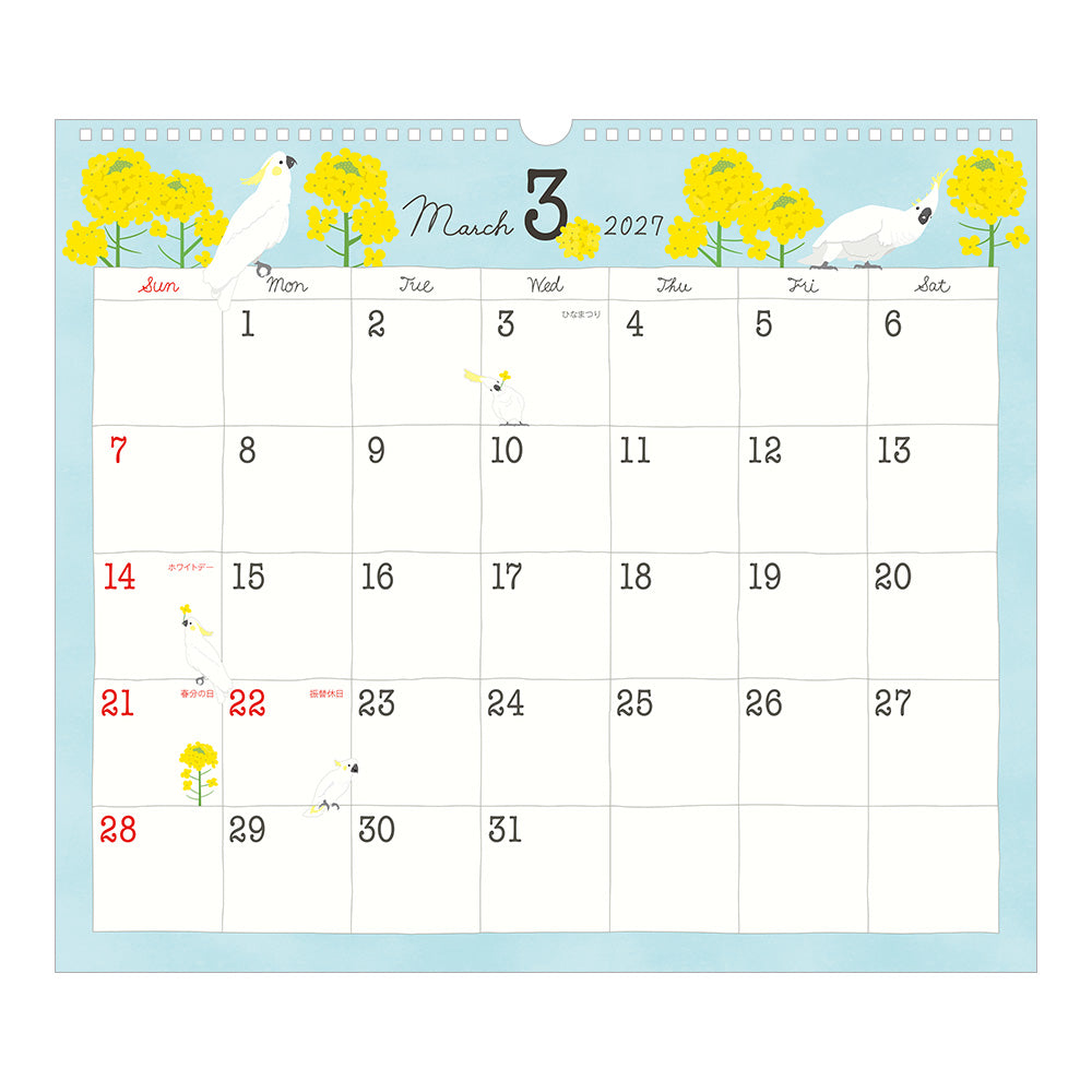 Midori Wall Calendar L - Bird
