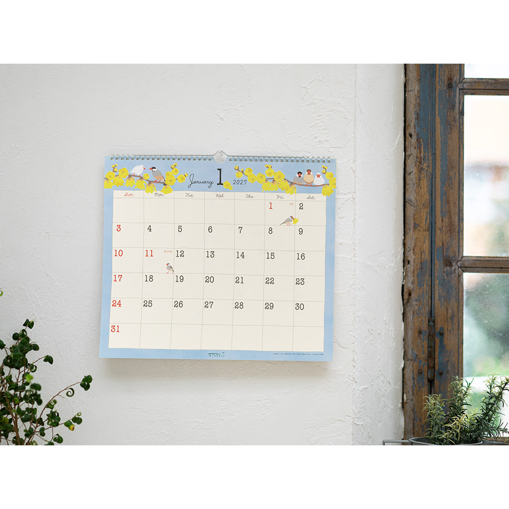 Midori Wall Calendar L - Bird