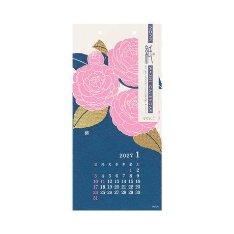 Midori Echizen Washi Wall Calendar S - Flower