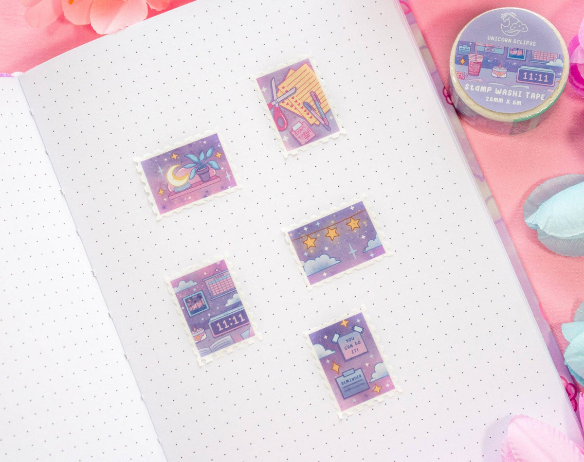 Unicorn Eclipse Study Night Stamp Washi Tape
