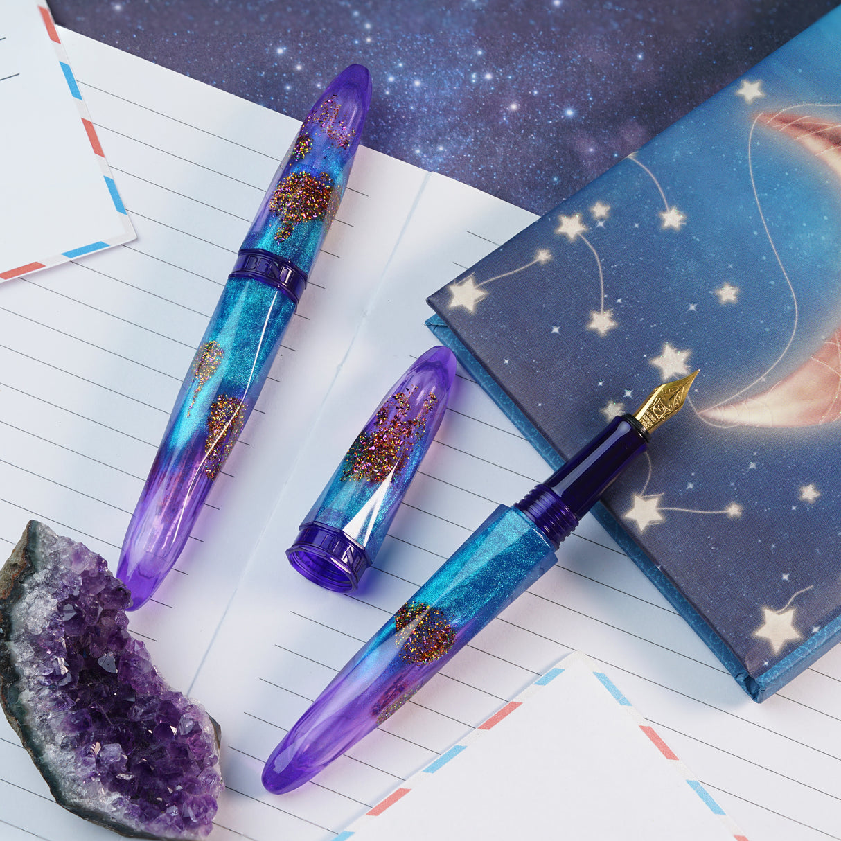 Benu Briolette Fountain Pen - Amethyst Tide