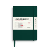 Weekly Planner & Notebook 2027, 12 Months, Ruled, English – Composition (B5) Hardcover Forest Green