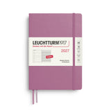 Weekly Planner & Notebook 2027, 12 Months, Ruled, English – Medium (A5) Hardcover Dusty Rose