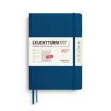 Weekly Planner & Notebook 2027, 12 Months, Ruled, English – Medium (A5) Hardcover Indigo