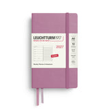Weekly Planner & Notebook 2027, 12 Months, Ruled, English – Pocket (A6) Hardcover Dusty Rose