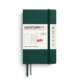 Weekly Planner & Notebook 2027, 12 Months, Ruled, English – Pocket (A6) Hardcover Forest Green