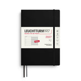 Weekly Planner & Notebook 2027, 12 Months, Ruled, English – Medium (A5) Softcover Black