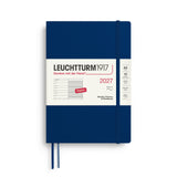 Weekly Planner & Notebook 2027, 12 Months, Ruled, English – Medium (A5) Softcover Navy