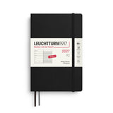 Weekly Planner & Notebook 2027, 12 Months, Ruled, English – Paperback (B6+) Softcover Black