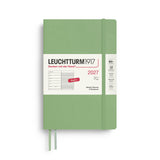 Weekly Planner & Notebook 2027, 12 Months, Ruled, English – Paperback (B6+) Softcover Sage